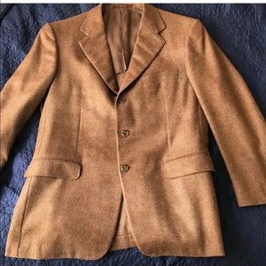 Zegna camel wool silk blend blazer jacket